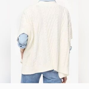 J. Crew Factory Cable-Knit Poncho Sweater One Size White NEW